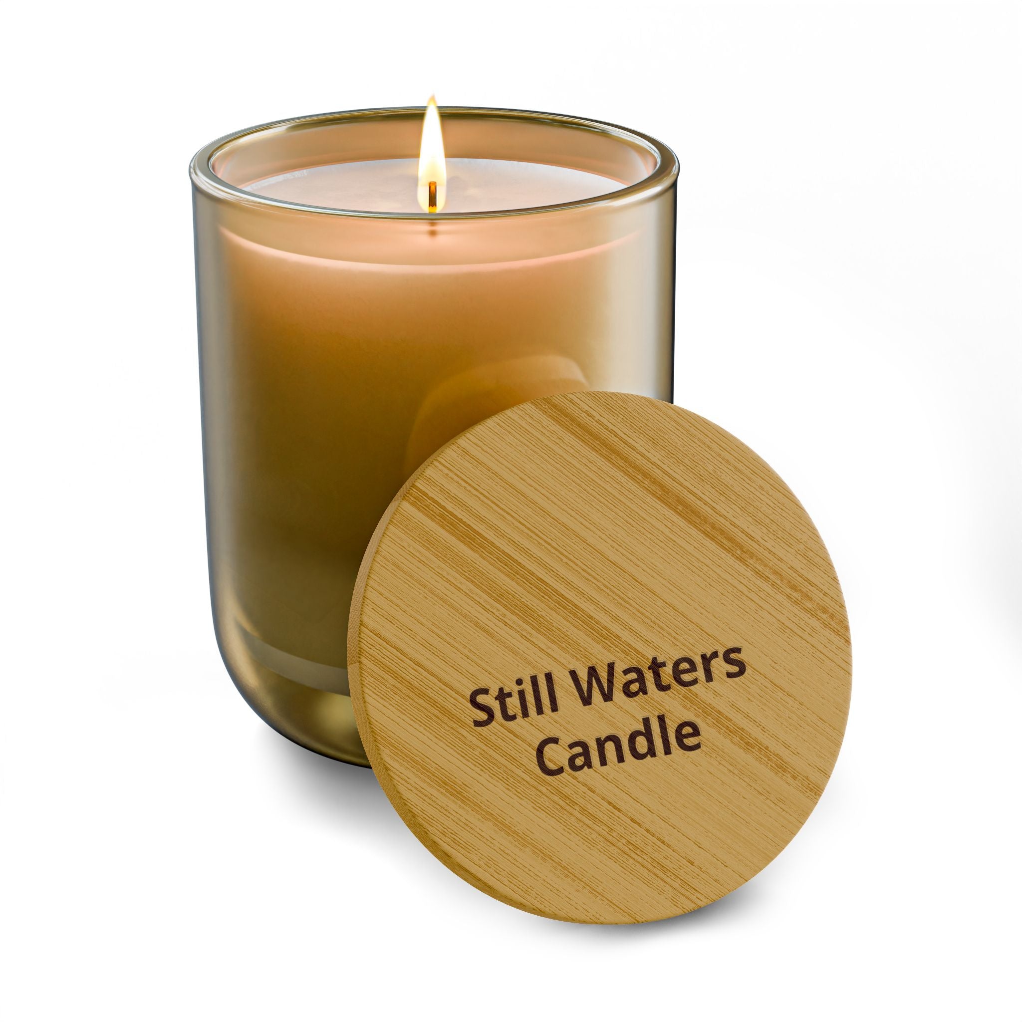 Engraved 14oz Soy Candle — 'Still Waters' Scented Candle with Bamboo Lid